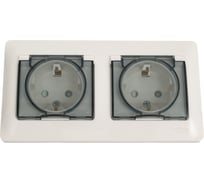Розетка Systeme Electric Glossa Молочная 2-ая с/з, со шторками, в сборе, IP44 SE GSL000947
