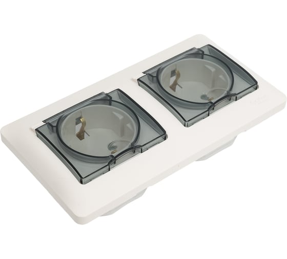 Розетка Systeme Electric Glossa Молочная 2-ая с/з, со шторками, в сборе, IP44 SE GSL000947