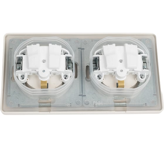 Розетка Systeme Electric Glossa Молочная 2-ая с/з, со шторками, в сборе, IP44 SE GSL000947