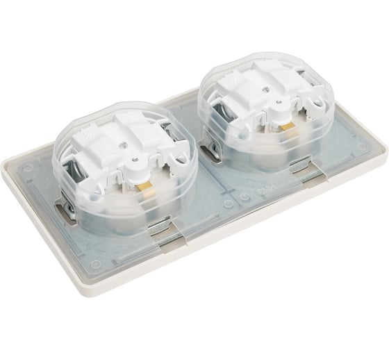 Розетка Systeme Electric Glossa Молочная 2-ая с/з, со шторками, в сборе, IP44 SE GSL000947