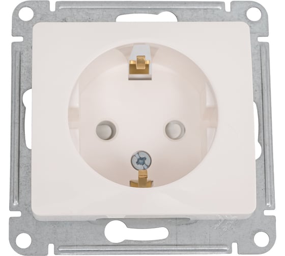 Розетка Systeme Electric Glossa Молочная с/з со шторками GSL000945