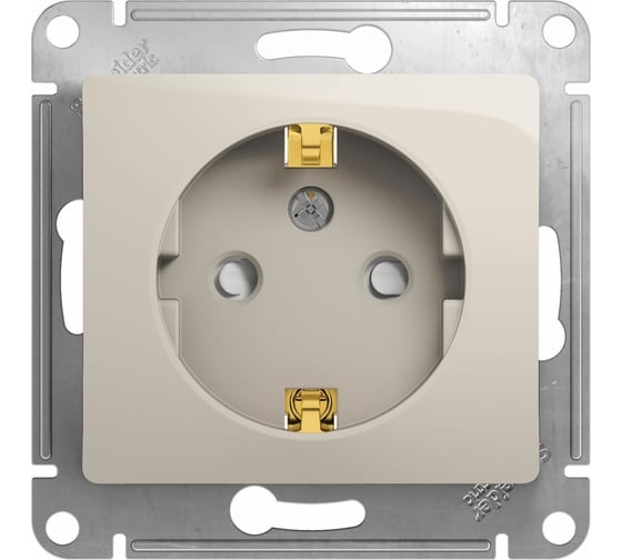 Розетка Systeme Electric Glossa Молочная с/з со шторками GSL000945