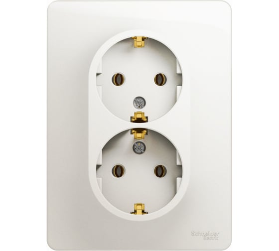 Розетка Systeme Electric (Schneider Electric) Glossa Перламутр 2-ая с/з, 16А в сборе SE GSL000624