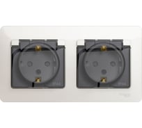 Розетка Systeme Electric Glossa Перламутр 2-ая с/з, со шторками, в сборе, IP44 SE GSL000647