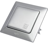 Розетка NE-AD с защитой от детей, с крышкой, с заземлением, 16А, 250В, Aras, Серебро, 93-122-09-E