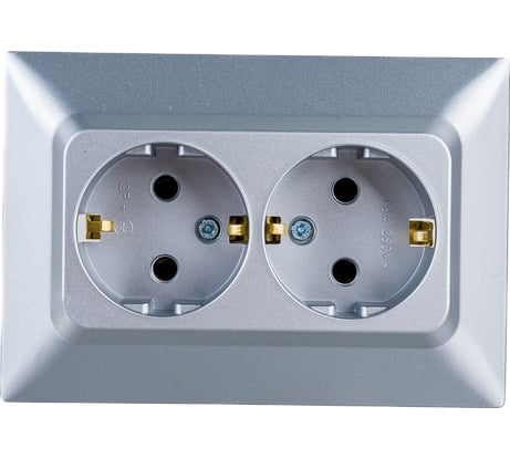 Розетка NE-AD 2-гнезда с заземлением, керамика, 16А, 250В, Aras, Серебро, 93-122-85-P