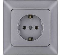 Розетка NE-AD с заземлением, 16А, 250В, Aras, Серебро, 93-122-08