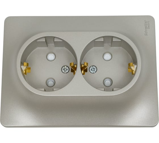 Розетка Systeme Electric Glossa Платина 2-ая с/з со шторками в сборе SE GSL001226