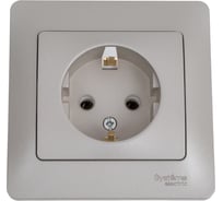 Розетка Systeme Electric Glossa Платина с/з в сборе SE GSL001242