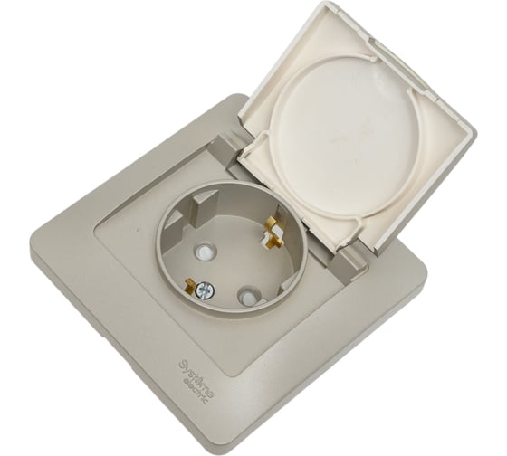 Розетка Systeme Electric Glossa Платина с/з со шторками с крышкой IP20 в сборе SE GSL001246