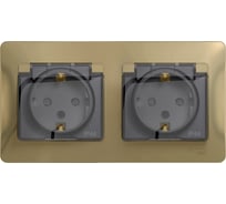 Розетка Systeme Electric Glossa Титан 2-ая с/з, со шторками, в сборе, IP44 SE GSL000447