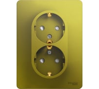 Розетка Systeme Electric Glossa Фисташковая 2-ая с/з со шторками в сборе SE GSL001026