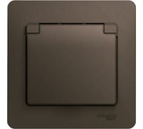 Розетка Systeme Electric Glossa Шоколад с/з со шторками с крышкой, 16А, IP20 в сборе SE GSL000846
