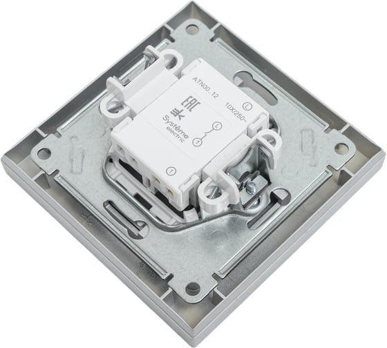 1-клавишный выключатель Systeme Electric AtlasDesign Алюминий сх.1, 10АХ, в сборе SE ATN000312