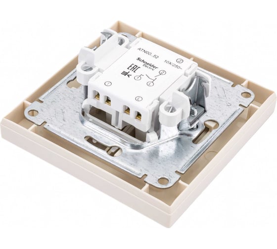 2-клавишный выключатель Systeme Electric AtlasDesign Бежевый сх.5, 10АХ, в сборе SE ATN000252