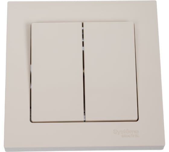 2-клавишный выключатель Systeme Electric AtlasDesign Бежевый сх.5, 10АХ, в сборе SE ATN000252 1