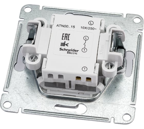 1-клавишный выключатель Systeme Electric AtlasDesign Белый с самовозвратом, сх.1, 10АХ, механизм SE ATN000115