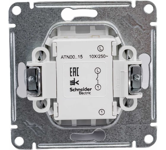 1-клавишный выключатель Systeme Electric AtlasDesign Белый с самовозвратом, сх.1, 10АХ, механизм SE ATN000115
