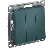 3-клавишный выключатель Systeme Electric AtlasDesign Изумруд сх.1+1+1, 10АХ, механизм SE ATN000831