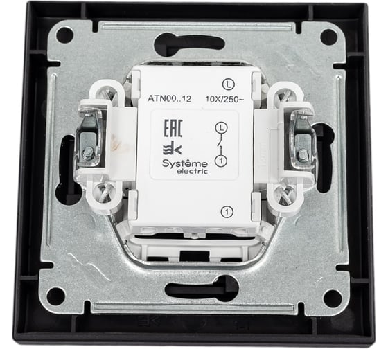 1-клавишный выключатель Systeme Electric AtlasDesign Карбон сх.1, 10АХ, в сборе SE ATN001012