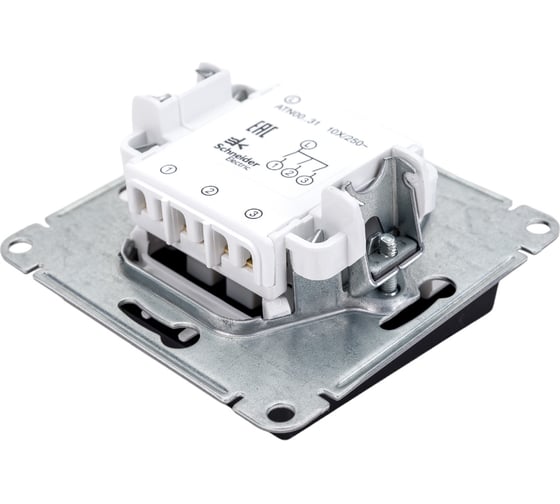 3-клавишный выключатель Systeme Electric AtlasDesign Карбон сх.1+1+1, 10АХ, механизм SE ATN001031