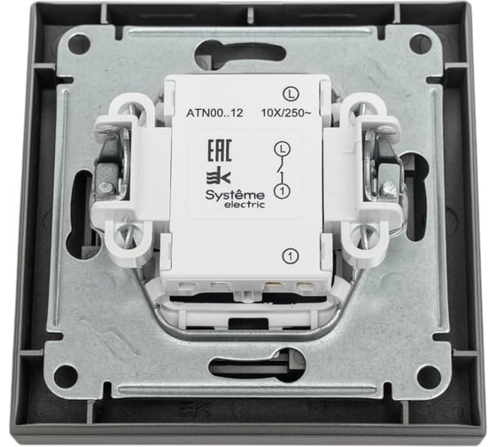 1-клавишный выключатель Systeme Electric AtlasDesign Сталь сх.1, 10АХ, в сборе SE ATN000912
