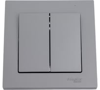 2-клавишный выключатель Systeme Electric AtlasDesign Сталь сх.5, 10АХ, в сборе SE ATN000952