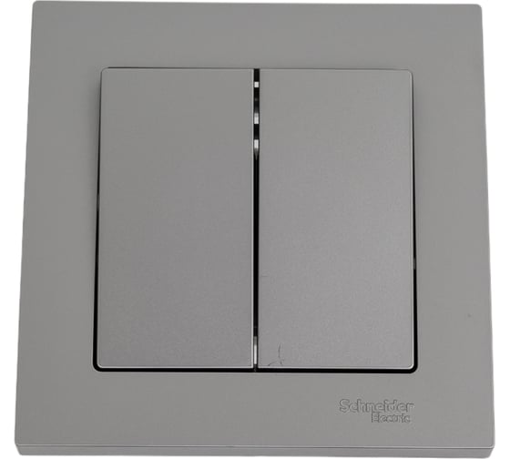 2-клавишный выключатель Systeme Electric AtlasDesign Сталь сх.5, 10АХ, в сборе SE ATN000952 1