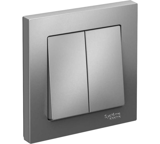 2-клавишный выключатель Systeme Electric AtlasDesign Сталь сх.5, 10АХ, в сборе SE ATN000952 1