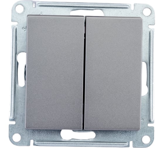 2-клавишный выключатель Systeme Electric AtlasDesign Сталь сх.5, 10АХ, механизм SE ATN000951