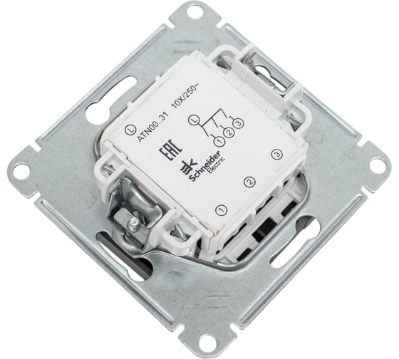 3-клавишный выключатель Systeme Electric AtlasDesign Сталь сх.1+1+1, 10АХ, механизм SE ATN000931
