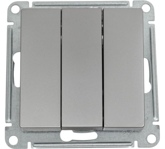 3-клавишный выключатель Systeme Electric AtlasDesign Сталь сх.1+1+1, 10АХ, механизм SE ATN000931