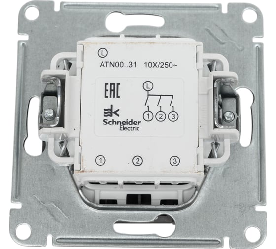 3-клавишный выключатель Systeme Electric AtlasDesign Сталь сх.1+1+1, 10АХ, механизм SE ATN000931