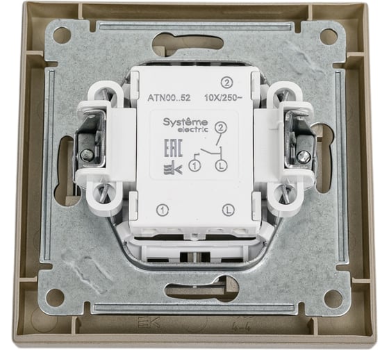 2-клавишный выключатель Systeme Electric AtlasDesign Шампань сх.5, 10АХ, в сборе SE ATN000552