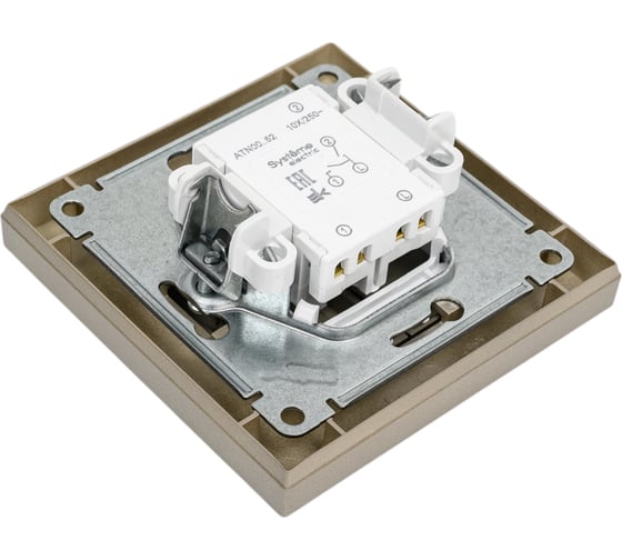 2-клавишный выключатель Systeme Electric AtlasDesign Шампань сх.5, 10АХ, в сборе SE ATN000552