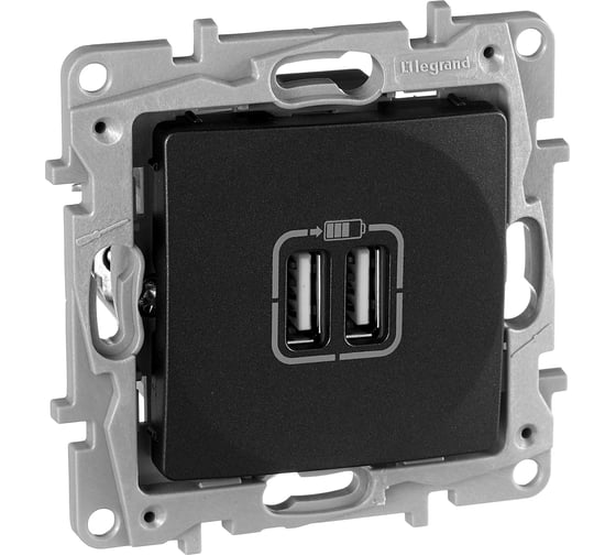 Зарядное устройство Legrand USB тип А / тип А Legrand Etika 3000мА 15Вт антрацит 672694