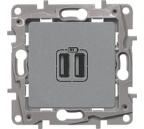 Зарядное устройство Legrand USB тип А / тип А Legrand Etika 3000мА 15Вт алюминий 672494