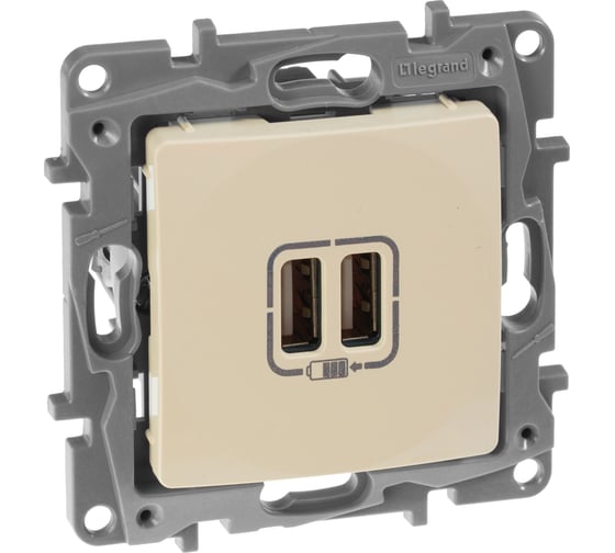 Зарядное устройство Legrand USB тип А / тип А Legrand Etika 3000мА 15Вт слоновая кость 672394