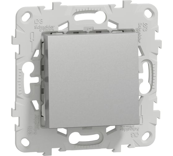 1-клавишный выключатель Systeme Electric Unica New Алюминий, кнопочный, сх. 1, 10A NU520630 1