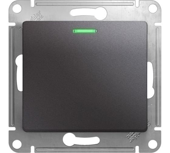 1-клавишный выключатель Systeme Electric Glossa Графит с подсветкой, сх.1а, 10AX SE GSL001313
