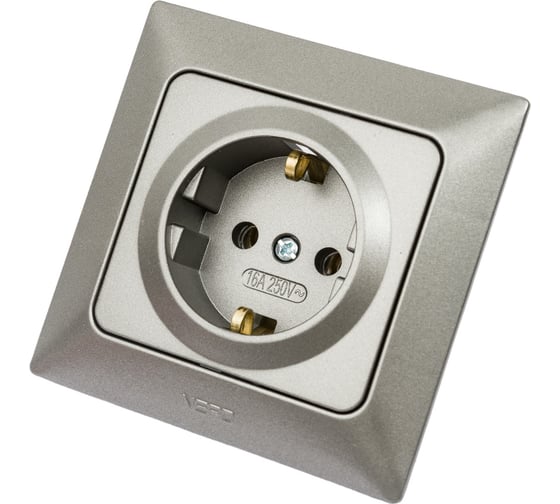 Розетка NE-AD с заземлением, 16А, 250В, Aras, Графит, 93-121-08 1