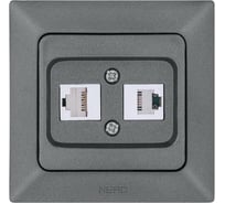 Розетка компьютерная + телефонная NE-AD CAT5+CAT3, Aras, Графит, 93-121-21-DN