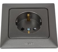 Розетка NE-AD с защитой от детей, с заземлением, 16А, 250В, Aras, Графит, 93-121-08-E
