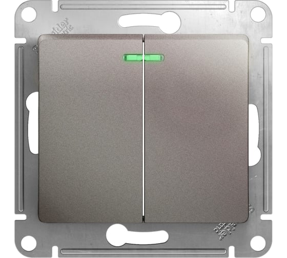 2-клавишный выключатель Systeme Electric Glossa Платина с подсветкой, сх.5а, 10AX SE GSL001253