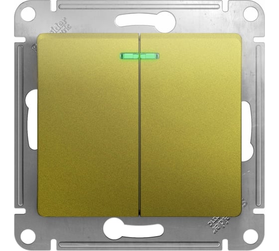 2-клавишный выключатель Systeme Electric Glossa Фисташковый с подсветкой, сх.5а, 10AX SE GSL001053