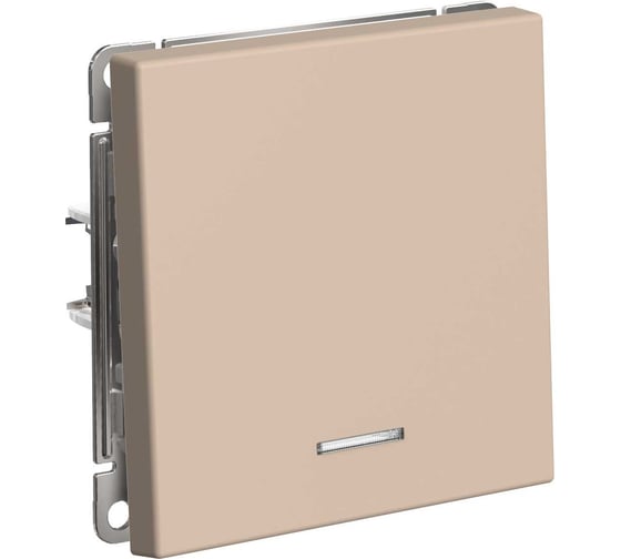 1-клавишный выключатель Systeme Electric ArtGallery, кнопочный с подсветкой, 10 А, механизм, Песочный GAL001216
