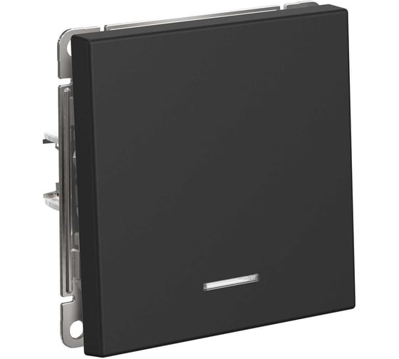 Выключатель Systeme Electric 1-клавишный кнопочный с подсветкой ArtGallery, 10 А, механизм, Базальт GAL001416