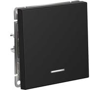 Выключатель кнопочный с подсветкой 1-клавишный ArtGallery, 10 АХ, механизм Systeme Electric Карбон GAL001016