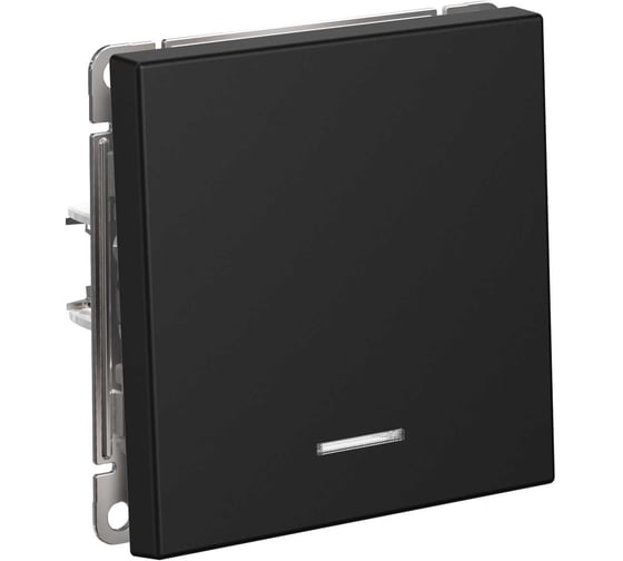 Выключатель Systeme Electric 1-клавишный кнопочный с подсветкой ArtGallery, 10 А, механизм, Карбон GAL001016