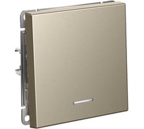 Выключатель кнопочный с подсветкой 1-клавишный ArtGallery, 10 АХ, механизм Systeme Electric Шампань GAL000516